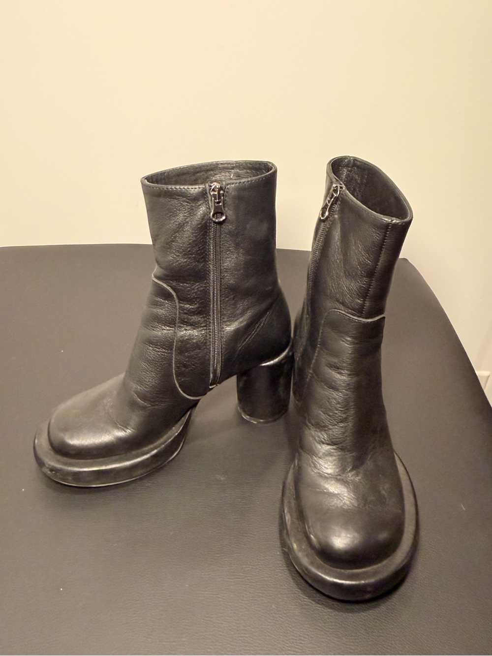 L’intrevalle Brody Black Leather Platform Ankle Boots - Picture 6 of 7